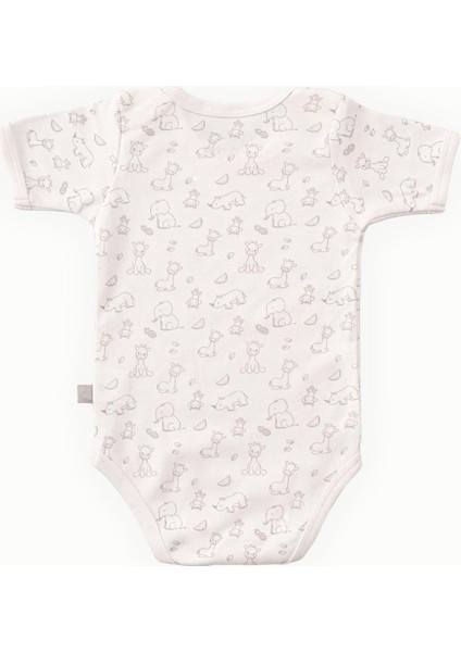 Pamuklu Bebek Çıtçıtlı Kısa Kollu Body Zarf Yaka Zürafa Krem modelleri