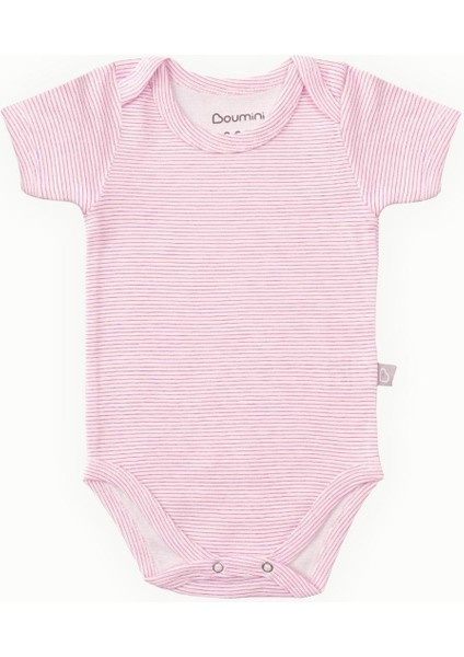 Pamuklu Bebek Çıtçıtlı Kısa Kollu Body Zarf Yaka Pembe Çizgili fiyatları