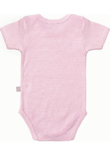 Pamuklu Bebek Çıtçıtlı Kısa Kollu Body Zarf Yaka Pembe Çizgili modelleri