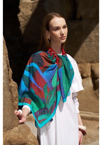 Mavi Ed Scarf Glaze Vase Desen Eşarp fiyatları