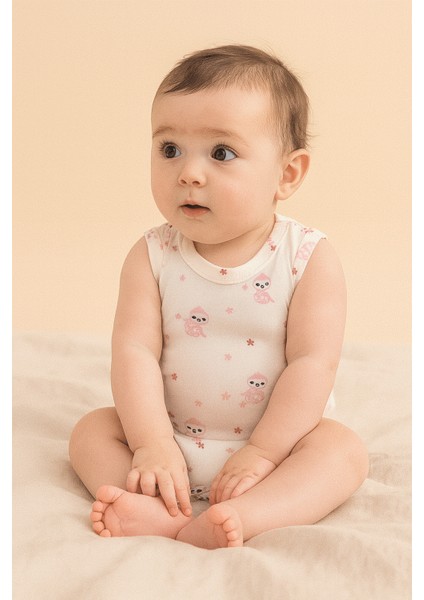 Pamuklu Bebek ÇıtÇıtlı Atlet Body Pembe Miskin Zarf Yaka 0-36 ay