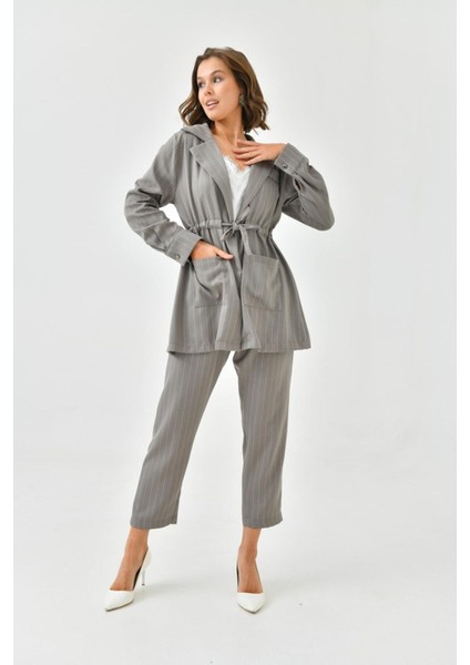 Arthur Kadın Çizgili Ceket Pantolon Alt Üst Takım fırsatları