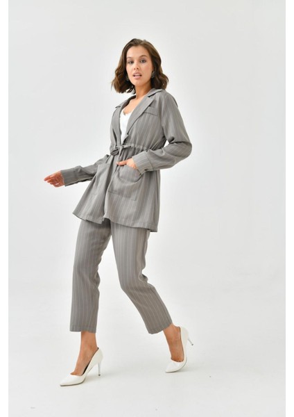 Arthur Kadın Çizgili Ceket Pantolon Alt Üst Takım indirimleri