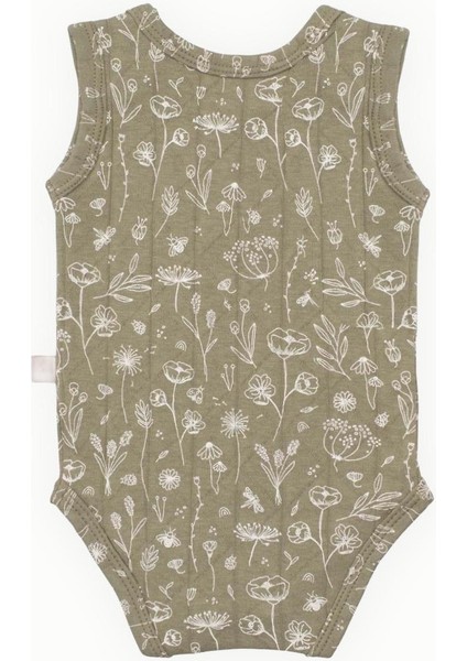 Pamuklu Bebek Çıtçıtlı Atlet Bahar Çiçekli Haki modelleri