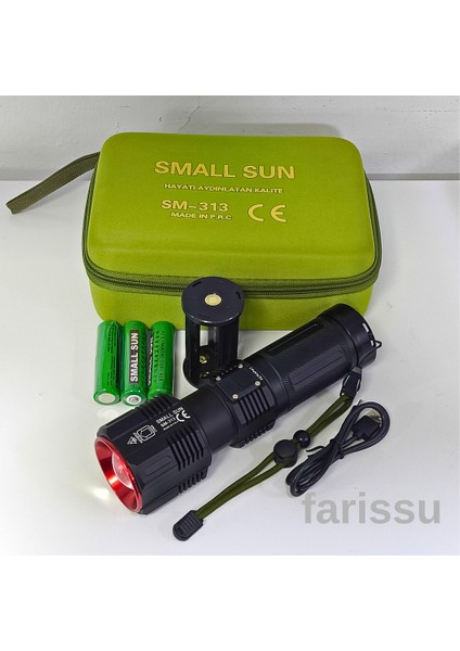 Small Sun SM-313 100W 1000 Lumen LED El Feneri - 1-1,5 Km Menzil, Ayarlanabilir Odak fiyatları