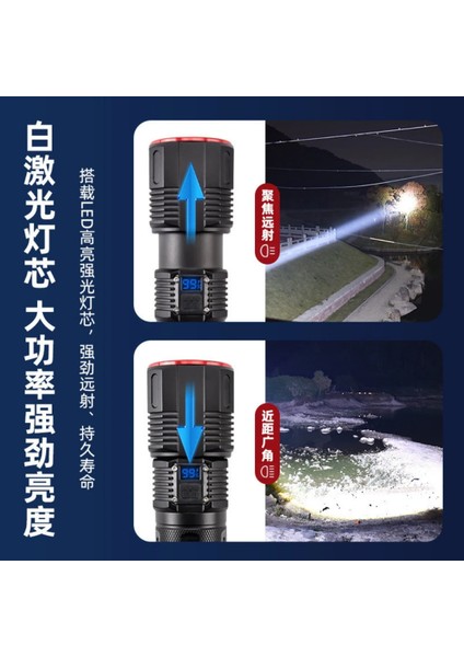 Small Sun SM-313 100W 1000 Lumen LED El Feneri - 1-1,5 Km Menzil, Ayarlanabilir Odak