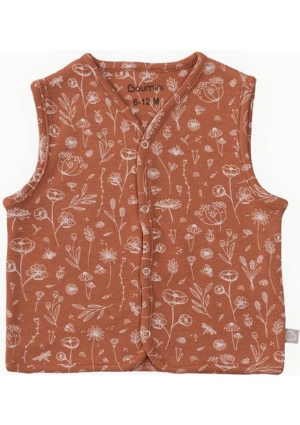 Bebek Yelek Çift Taraflı Bahar Çiçekli Kiremit