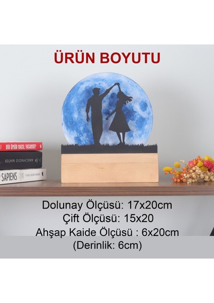 Işıklı Pleksi Dolunay Kişiselleştirilebilir Biblo Belinda Elele Tutuşan Çift Anahtar Askılığı