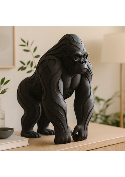 Siyah Gorilla Büstü – Dekoratif Heykel & Masaüstü Figür