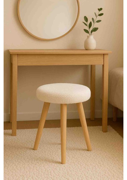 Gürgen Ahşap Retro Ayak Dekoratif Beyaz Pelüş Puf Tabure Bench Koltuk Sandalye fiyatları