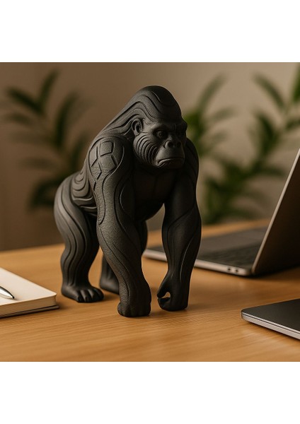 Siyah Gorilla Büstü – Dekoratif Heykel & Masaüstü Figür modelleri