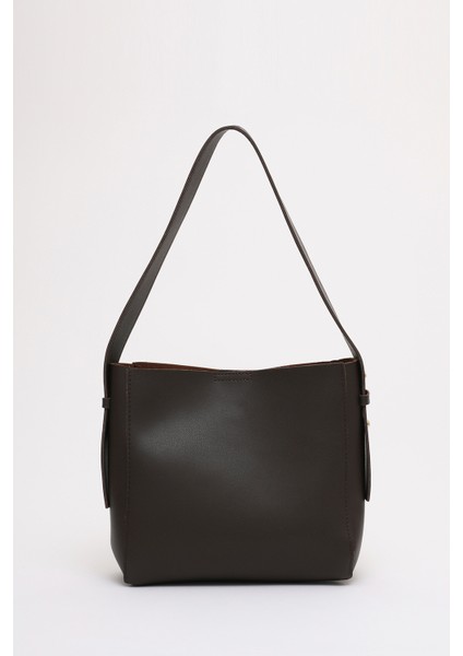 Kahve Rengi SHK185 Suni Deri Çıtçıtlı Standart Kol Askılı El, Kol ve Omuz Çantası modelleri