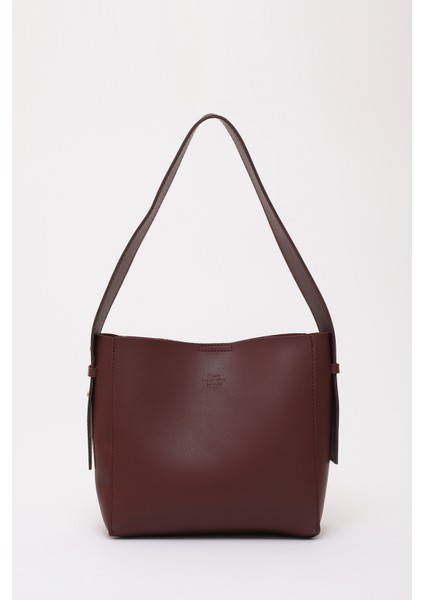 Bordo SHK185 Suni Deri Çıtçıtlı Standart Kol Askılı El, Kol ve Omuz Çantası