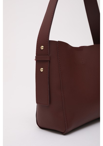 Bordo SHK185 Suni Deri Çıtçıtlı Standart Kol Askılı El, Kol ve Omuz Çantası fırsatları