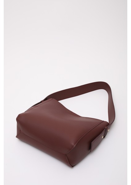 Bordo SHK185 Suni Deri Çıtçıtlı Standart Kol Askılı El, Kol ve Omuz Çantası