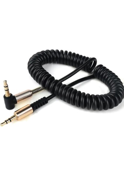 Tüm Cihazlarla Uyumlu Siyah Altın Uçlu Araç Müzik Ses Kablosu Stereo Aux Kablo 1 mt - 3.5mm