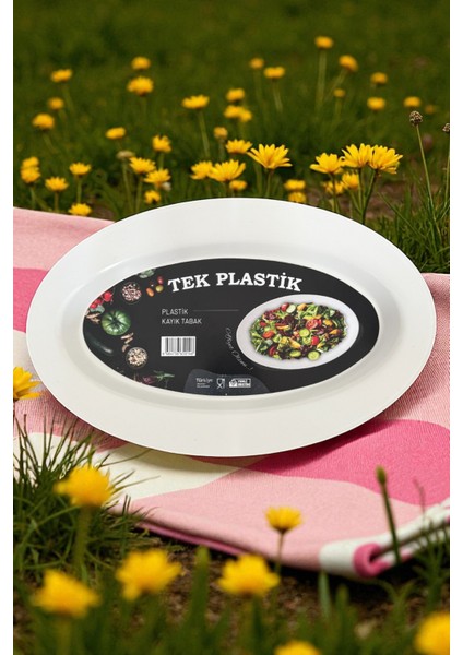 6'lı Sert Plastik Kayık Tabak Kırılmaz Yıkanabilir 32CM