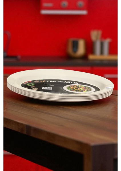 6'lı Sert Plastik Kayık Tabak Kırılmaz Yıkanabilir 32CM fırsatları