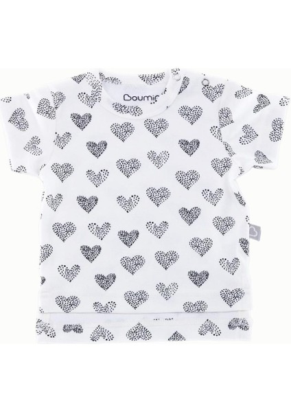 Bebek Çocuk Tişört Şort Takım Kalpler Beyaz fiyatları