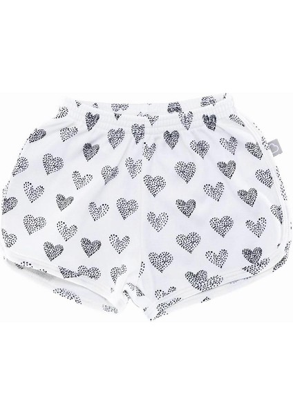 Bebek Çocuk Tişört Şort Takım Kalpler Beyaz modelleri
