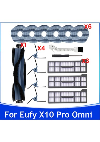16PCS Eufy X10 Pro Omni Robot Vakum Aksesuarları Için Yedek Parçalar Ana Yan Fırça Mop Bez Pedleri Hepa Filtreler (Yurt Dışından)