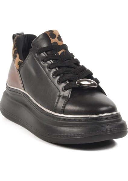 Siyah Leopar Kadın Sneaker T-300 Z