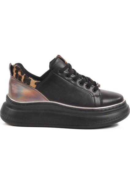 Siyah Leopar Kadın Sneaker T-300 Z modelleri