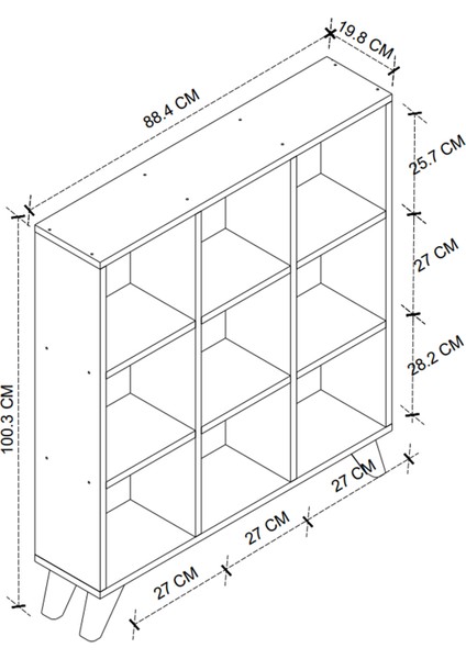 Küp Kitaplık 9 Bölmeli Raflı Kitaplık Kare Kitaplık Kütüphane Beyaz