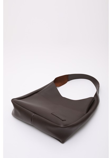 Kahve Rengi SHK180 Suni Deri, Çıtçıtlı, Iki Bölmeli El, Kol ve Omuz Çantası