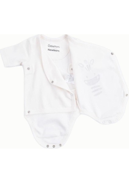 Pamuklu Bebek Kruvaze Kısa Kollu Body Ekru Zürafa modelleri