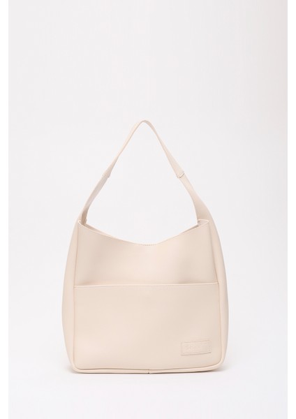 Krem SHK180 Suni Deri, Çıtçıtlı, Iki Bölmeli El, Kol ve Omuz Çantası