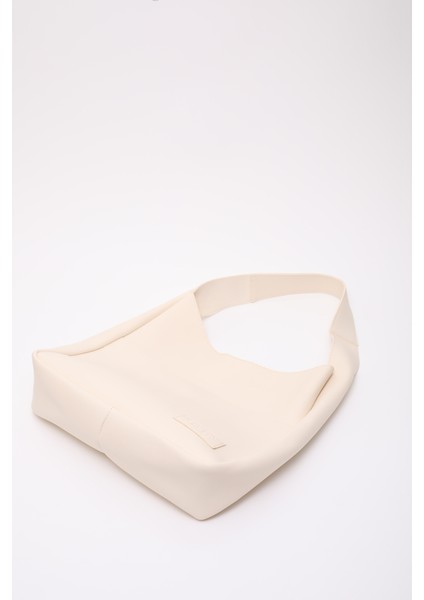 Krem SHK180 Suni Deri, Çıtçıtlı, Iki Bölmeli El, Kol ve Omuz Çantası