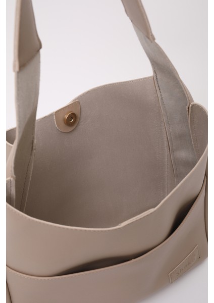 Vizon SHK180 Suni Deri, Çıtçıtlı, Iki Bölmeli El, Kol ve Omuz Çantası