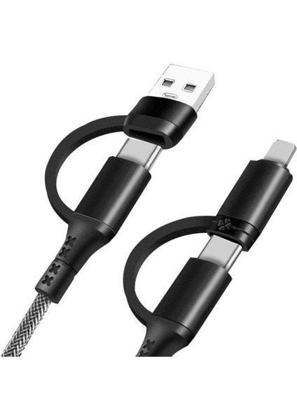 4'ü 1 Arada Hızlı Şarj Kablosu - 87W Pd Desteği - Çok Uçlu Type-C, USB ve Lightning Kablo modelleri