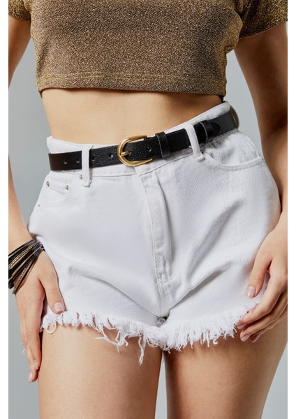 %100 Hakiki Deri Klasik Şık Kadın Kemeri 2,5 cm