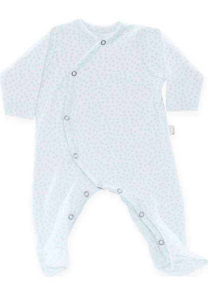 Yeni Doğan Patikli Bebek Tulumu Yapraklar Mint