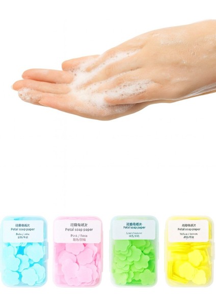 Pratik Hijyenik Çözüm 4 Adet renkli Kağıt Sabun Kutusu 400 Yaprak Kokulu Tek Kullanımlık El Sabunu