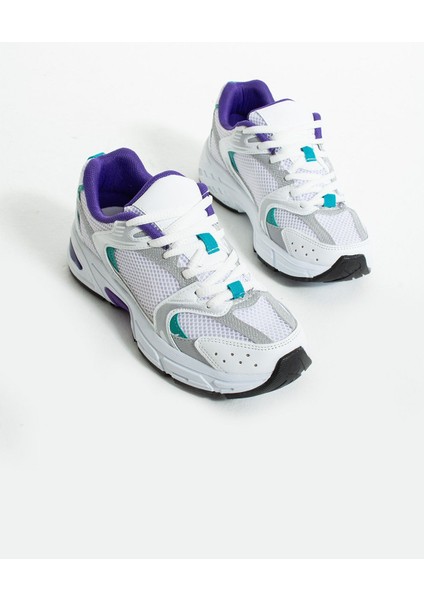 Duxal Unisex Beyaz Spor Ayakkabı Ortopedik Tabanlı Kauçuk Taban ile Günlük Kullanım İçin