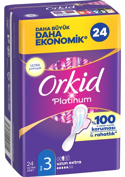 Platinum Uzun Extra (Boy 3) Dörtlü Paket 24 Adet Süper Ekonomik Hijyenik Ped fiyatları
