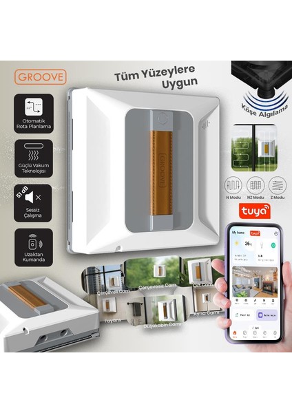 Nexis Pro Akıllı Uygulama Kontrollü Cam Temizleme Silme Robotu +Yapay Zeka Desteği+Ultra Sessiz+Akıllı Sensör+4 Ultrasonik Sprey