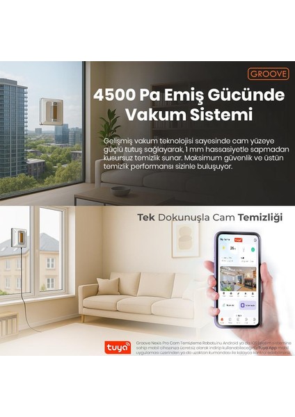 Nexis Pro Akıllı Uygulama Kontrollü Cam Temizleme Silme Robotu +Yapay Zeka Desteği+Ultra Sessiz+Akıllı Sensör+4 Ultrasonik Sprey fiyatları