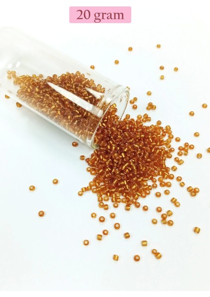 Dökme Cam Kum Boncuk (11/0) 2 mm - 20 Gram - Koyu Bal Rengi - BNC035