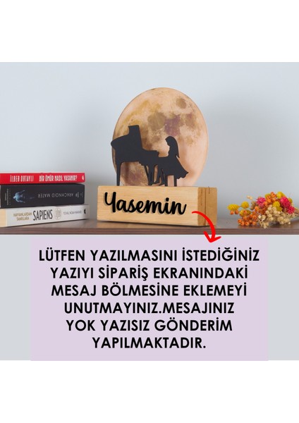 Işıklı Pleksi Dolunay Kişiselleştirilebilir Biblo Talento Piyano Çalan Kız Anahtar Askılığı modelleri