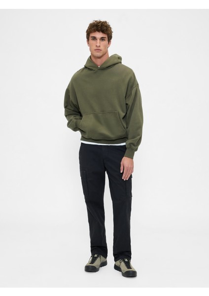 Erkek Siyah GapFlex Straight Kargo Washwell™ Pantolon