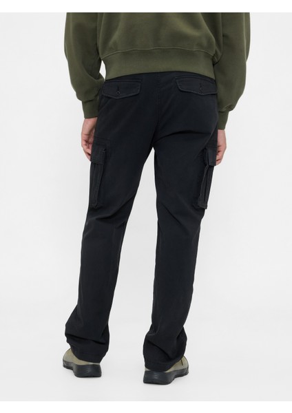 Erkek Siyah GapFlex Straight Kargo Washwell™ Pantolon