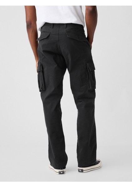 Erkek Siyah GapFlex Straight Kargo Washwell™ Pantolon