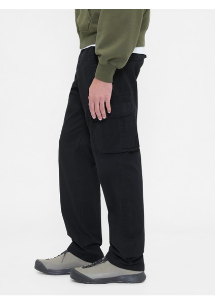 Erkek Siyah GapFlex Straight Kargo Washwell™ Pantolon