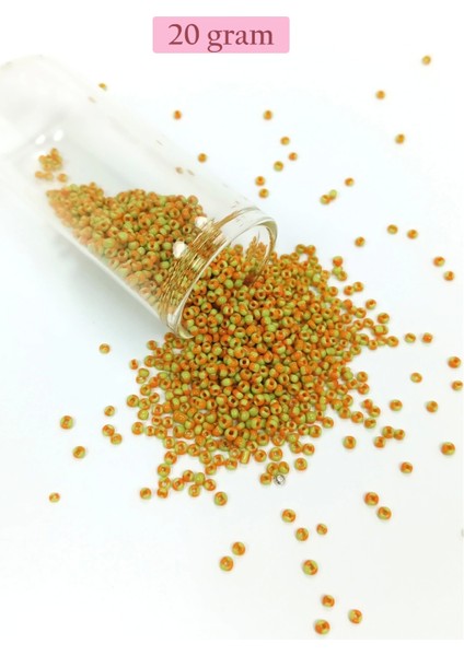 Dökme Cam Kum Boncuk (11/0) 2 mm - 20 Gram - Sarı Turuncu - BNC031