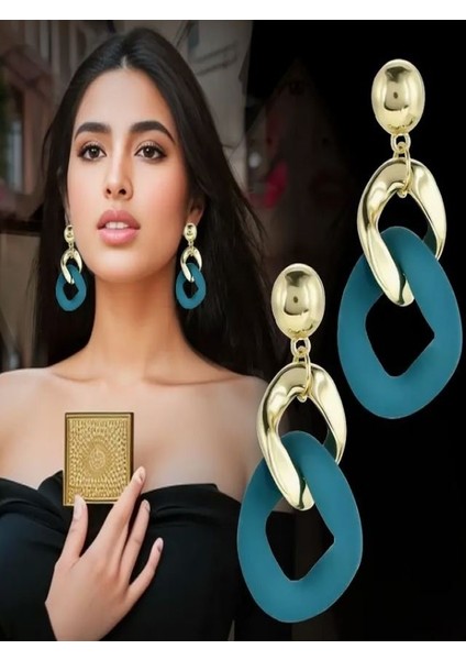 Elegant Sallantılı Yeşil Küpe