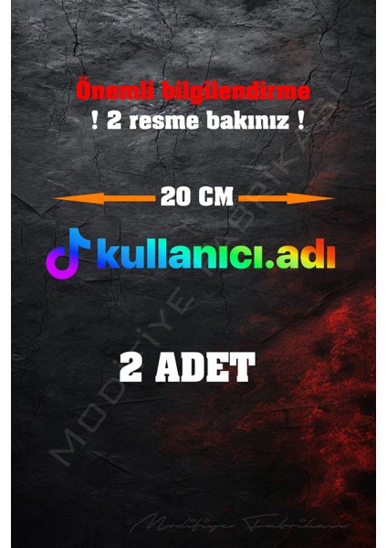 Tiktok Logolu Kullanıcı Adı Sticker Folyo - 2 Adet 20 cm - Hologram -